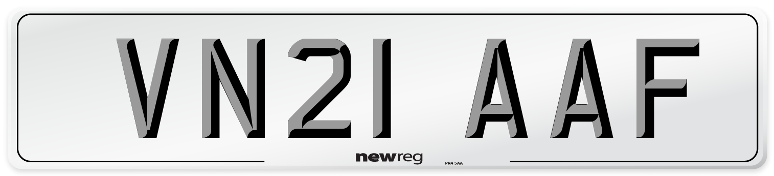 VN21 AAF Number Plate from New Reg